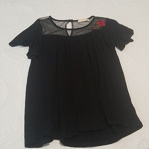 Black Blouse with Red Rose